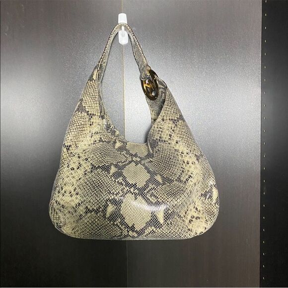 Michael Michael Kors Fulton embossed python leather large hobo shoulder bag - Picture 3 of 12